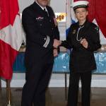 Rodney Turcotte presents pin to cadet